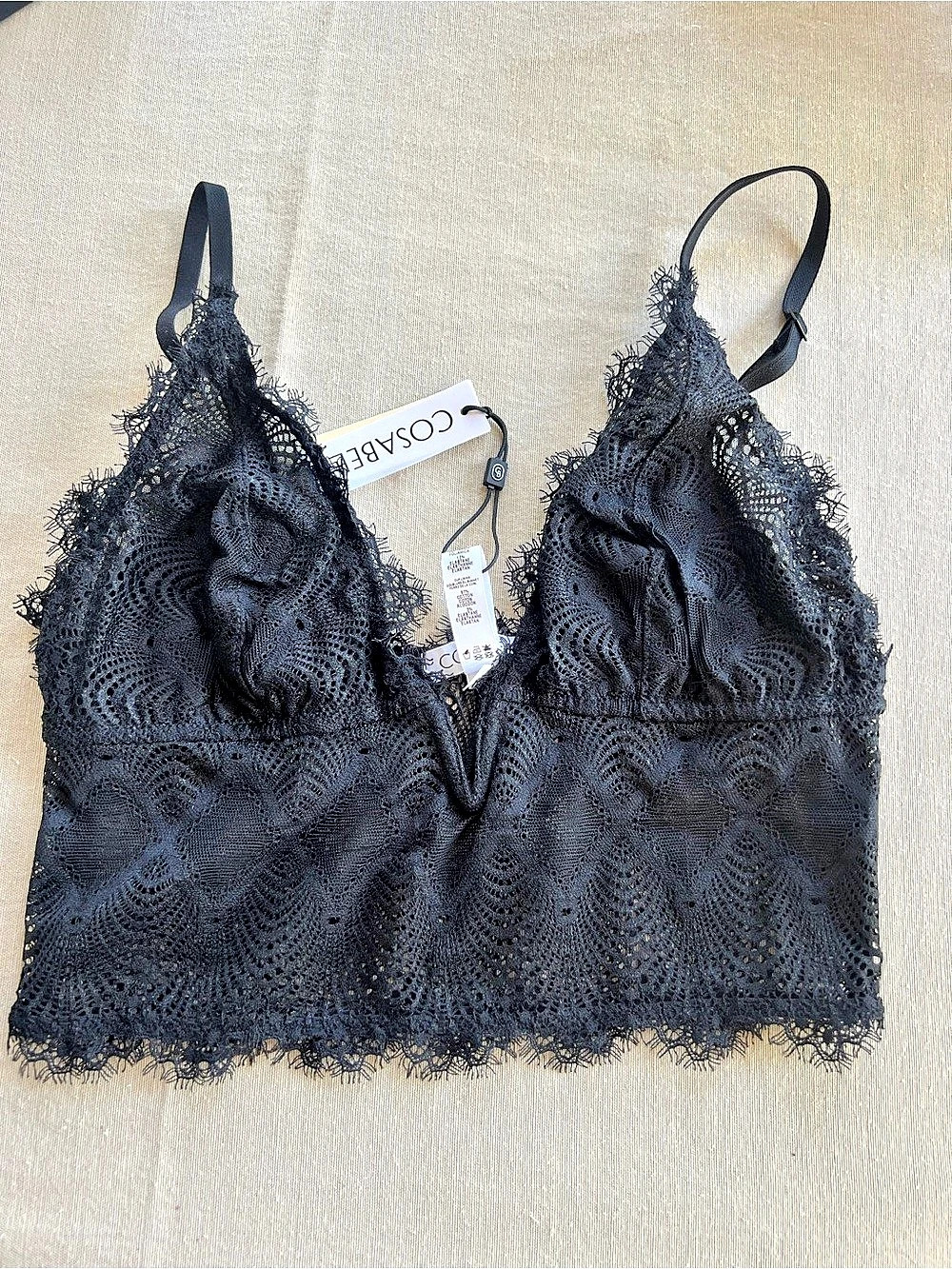 Cosabella Allure Cropped Cami Black Lace Cami Size Small NWT